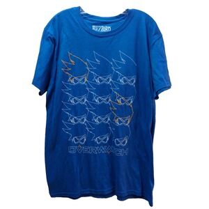 Blizzard Overwatch Graphic Tee Tracer Outline Blue Men t-shirt L Large Thinkgeek